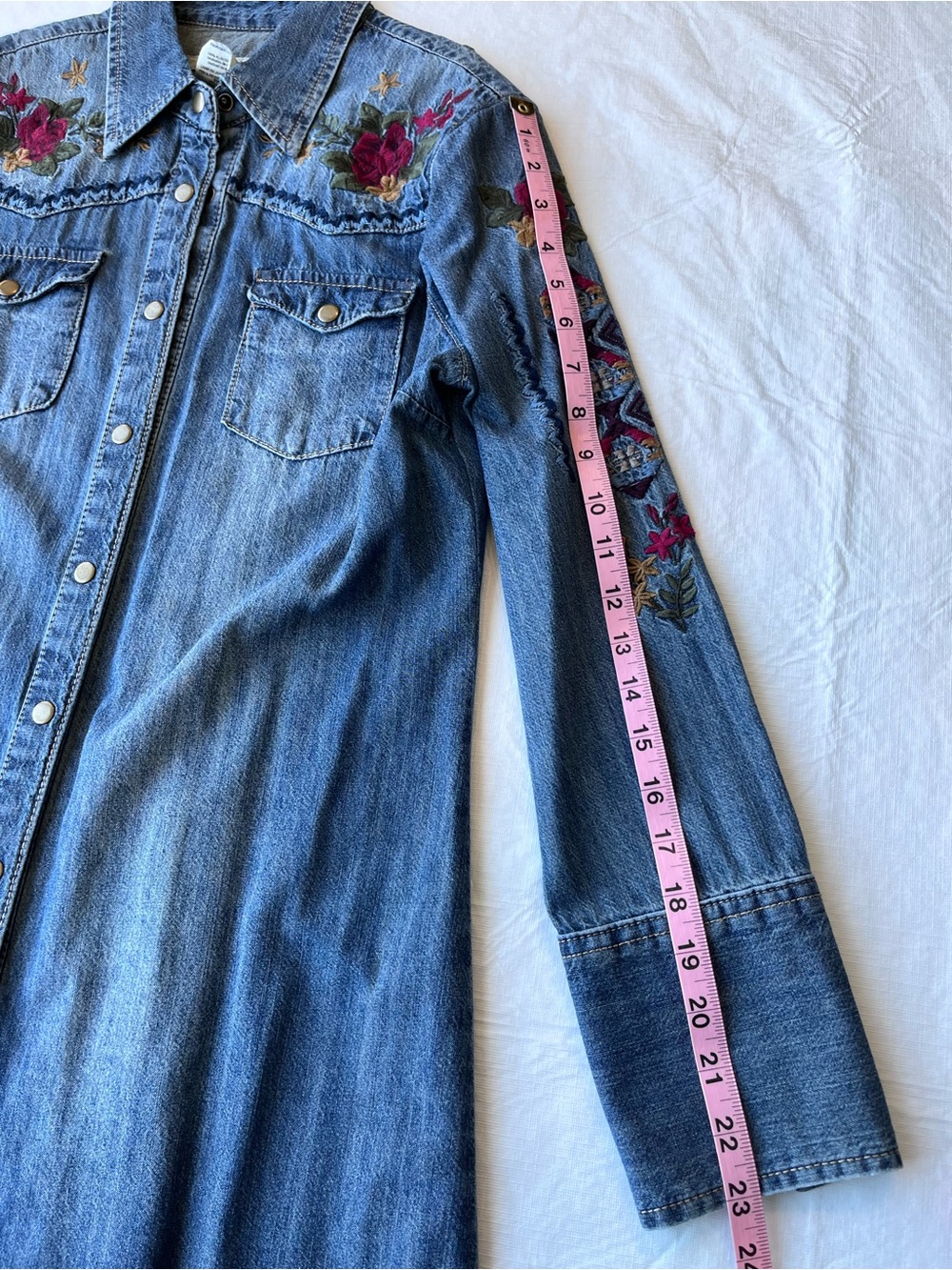 Stetson Embroidered Denim Shirt Dress Western - Picture 12 of 12